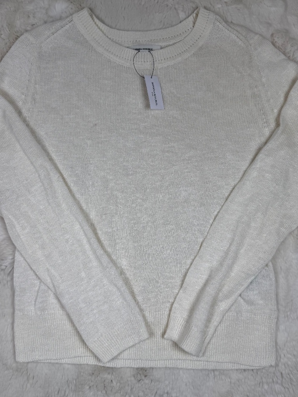 Banana Republic Factory NWT Light Weight Knit Crew Neck Sweater White Large